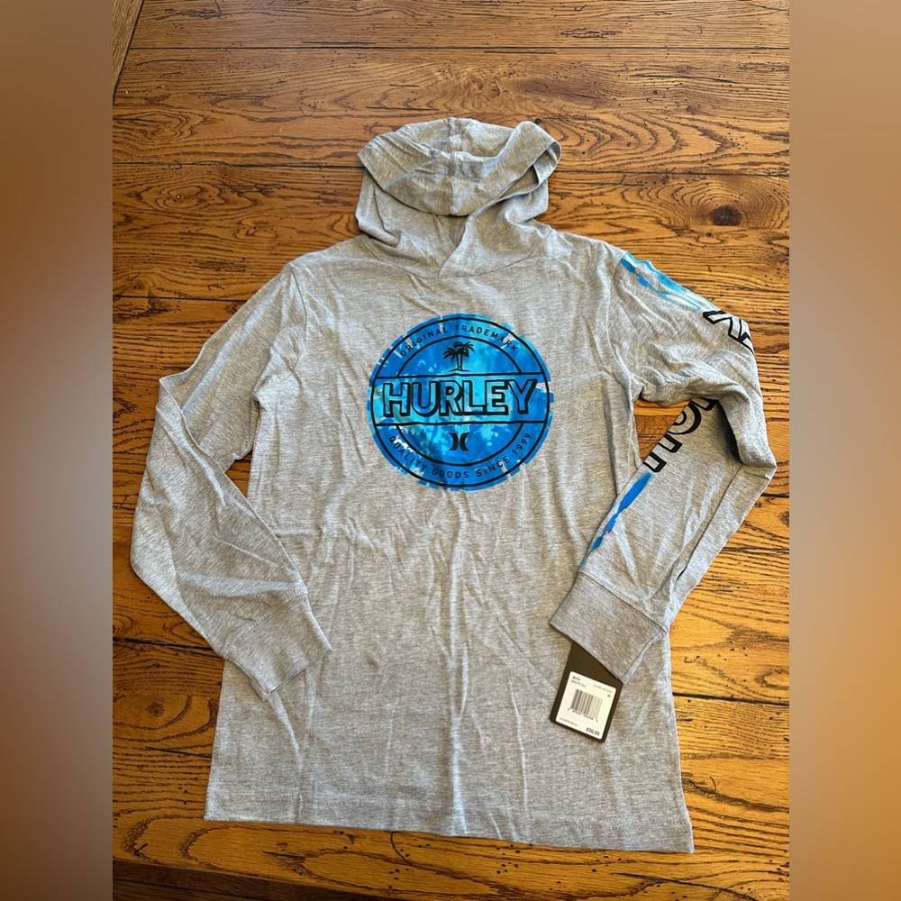 Hurley kids long sleeve hooded T sz M NWT